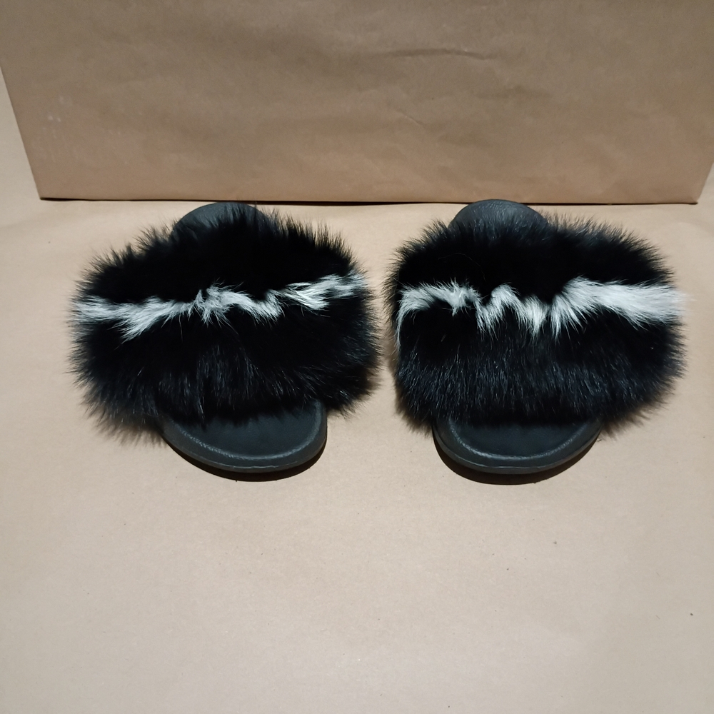 Black And White Fur Women's Sandals Great Condition